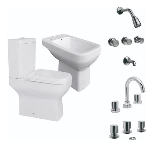 Juego De Baño Inodoro Bidet Griferia Hydros Ducha Lavatorio