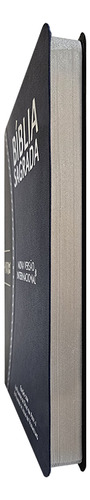 Bíblia NIV PU Bicolor de Impressão Grande da CPP Editora em Português Azul-escuro/Preto 2023