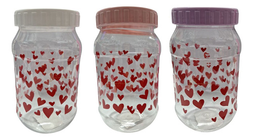 3 Vaso Trasparente Decorado Con Corazones Botella Amor Regal