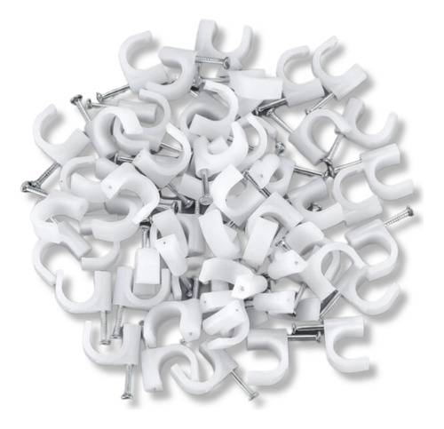 MFL Kit 25.000 Grampo Fixa Fio Cabo Coaxial Rg59 7mm Branco
