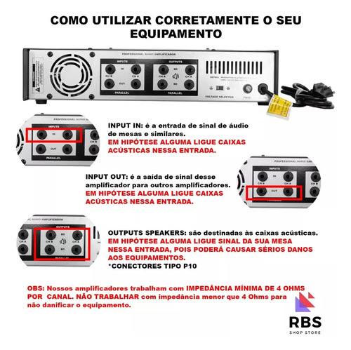 Amplificador Datrel De Potencia 600 Watts Rms Profissional