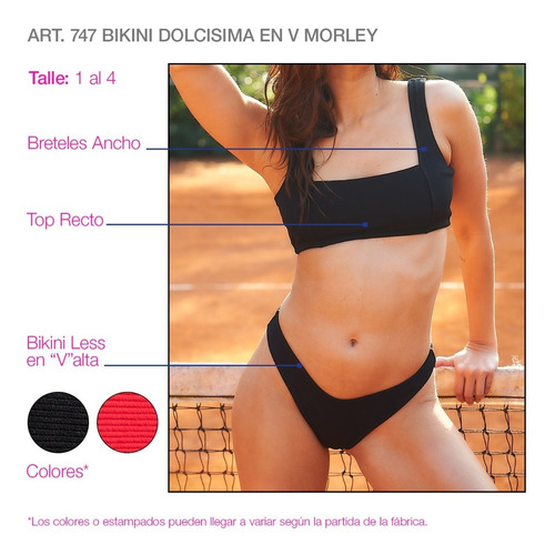 Imagen 2 de 6 de Malla Bikini Dolcisima 747 Top Recto Less En V Morley