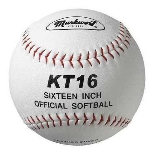 Imagen 1 de 1 de Softbol Markwort Con Funda De Cuero De 16 Pulgadas, Blan F1e