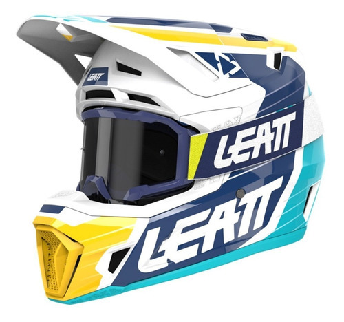 Kit Casco Y Goggle - Moto 7.5 V22 Aqua T- M-57-58cm Color Azul Diseño CROSS Tamaño del casco M