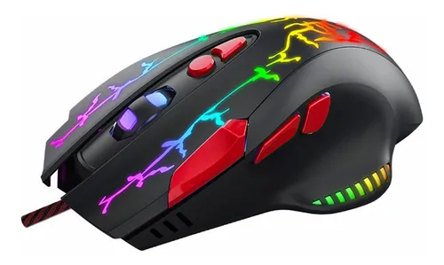 Mouse De Juego Gamer 6400 Dpi Con Luces 7 Botones Color Negro