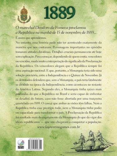1889: Edição Juvenil Ilustrada, De Gomes, Laurentino. Editora Globo Livros, Capa Mole, Edição 1ª Edição - 2014 Em Português