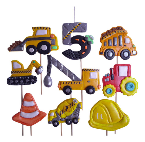 Adorno Torta Toppers Porcelana Fría Transportes Vehículos X8 Azul Transportes