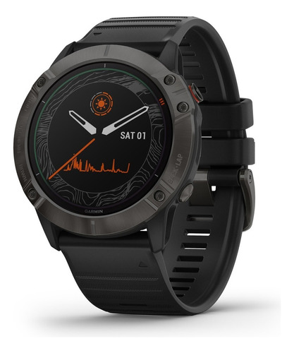 Reloj De Pulsera Garmin Fenix 6x Pro Solar 51mm Bluetooth Color de la correa Negro Color del bisel Gris oscuro Color del fondo Negro