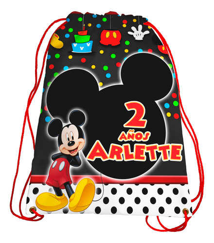 Recuerdo Morralito Fiesta Mickey Y Minnie Personalizados 60u