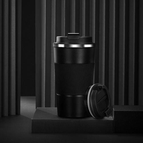 Taza De Viaje De Café Al Vacío De Acero Inoxidable Negro De