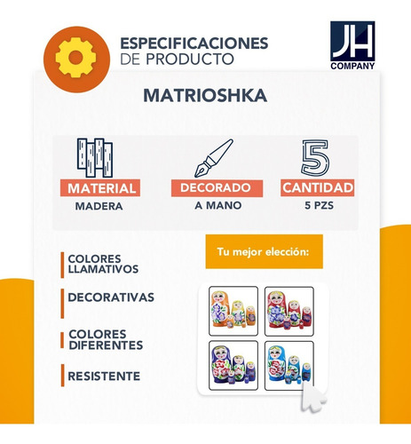 Imagen 7 de 7 de Matrioshka Muñeca Rusa 5 Pcs Rusa Madera Hogar Decoracion