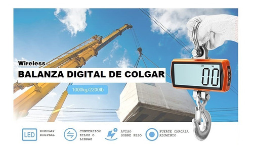 Imagen 2 de 10 de Balanza De Colgar Digital 1000 Kilos Remoto Y Sobrepeso