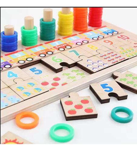 Tablero Montessori Numérico Domino Didáctico Madera -463