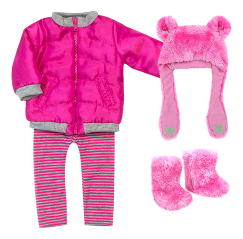 Sophia De La Ropa De Muñecas 4 pc. Conjunto De Rosa Oso P