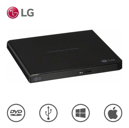 Imagen 2 de 3 de Lector Grabadora Dvd-rw Usb Externa LG Gp65nb60 Slim