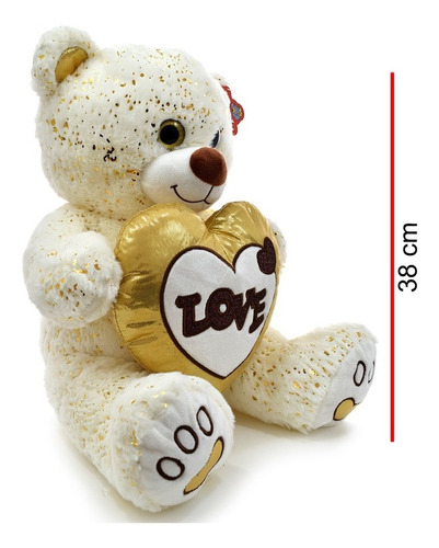 Peluche Oso Con Corazón Con Toques Dorados Phi Phi Toys