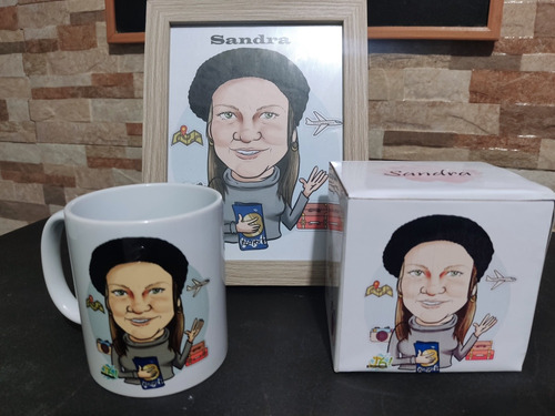 Promo Caricatura Taza Y Portarretrato