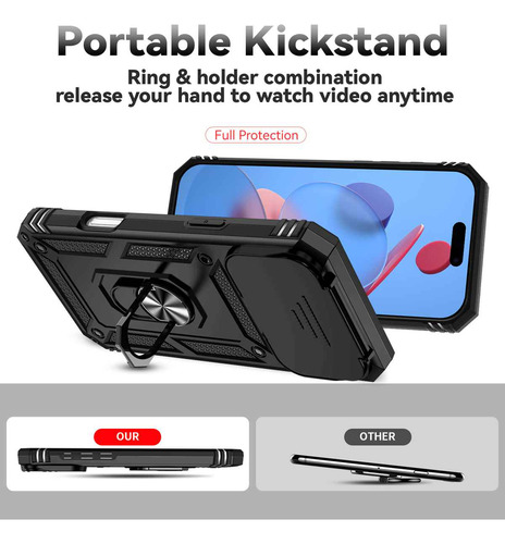 Funda Para Cámara Deslizante Con Anillas Para iPhone 7, 8 Plus X, Xs, Max Xr, 11, 12, 13, 14, 15, 16, 17, Pro Max Plus, 16e, 12mini, 13mini