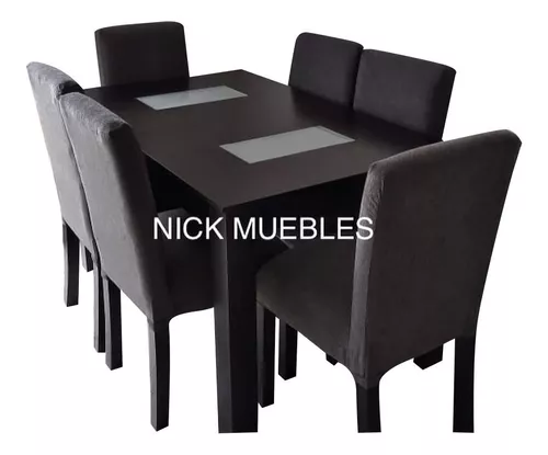 Juego De Comedor Mesa Fija +6 Sillas Chenille