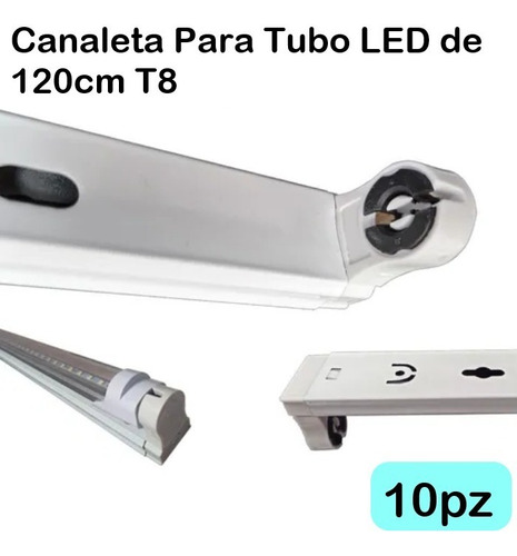 10 Pack Canaleta Para Tubo Led Metálica Blanca De 120cm