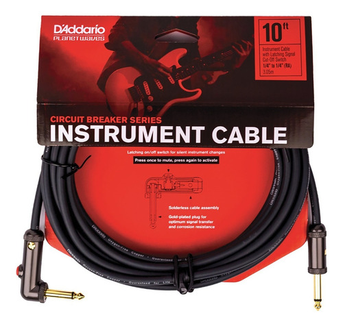 Daddario Pw-aglra-10 Cable Guitarra Bajo Angulado 3 Metros