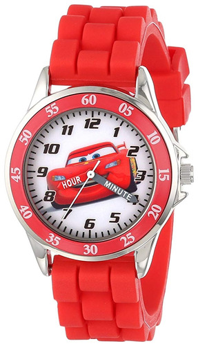 Reloj De Goma Y Metal De Cuarzo De Disney Cars De Color Rojo