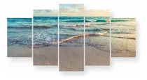 Comprar Conjunto Quadros Decorativos Por Do Sol Praia Mar Azul Onda
