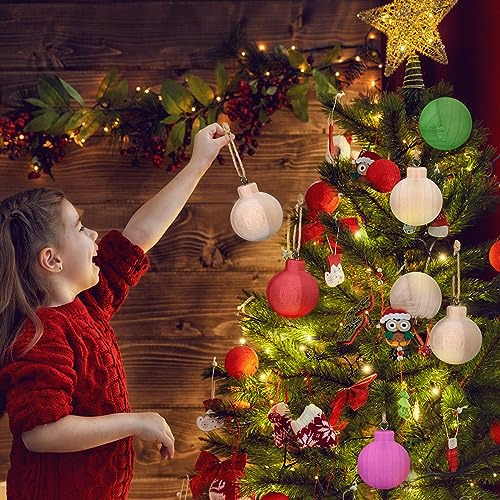 Conjunto De 6 Bolas De Navidad De Madera De Paulownia D...