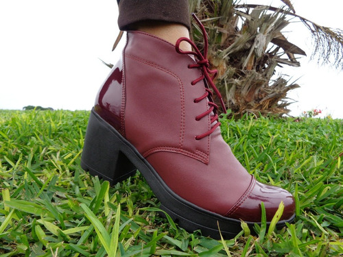 Botines Mujer Plataforma Botas Color Vino Talla 37-38