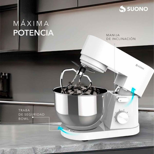 Batidora Planetaria Suono Amasadora 4.5 L 3 1000w Blanca