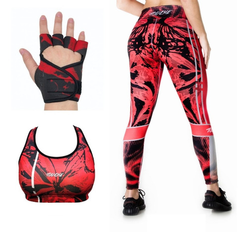 Guantes Neoprene + Calza Mujer + Top Touche Entrenamiento