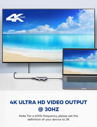 Imagen 4 de 8 de Hub Usb-c Adaptador Hdmi Macbook Pro Hootoo 100w Carga