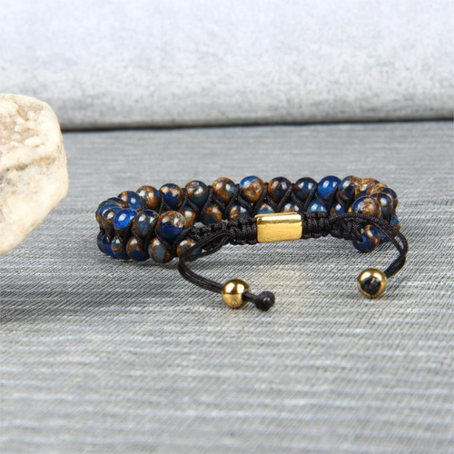 Pulseras Para Hombre Mujer Ajustable Onix Blue Planet Diámetro 57 cm Largo 18 cm