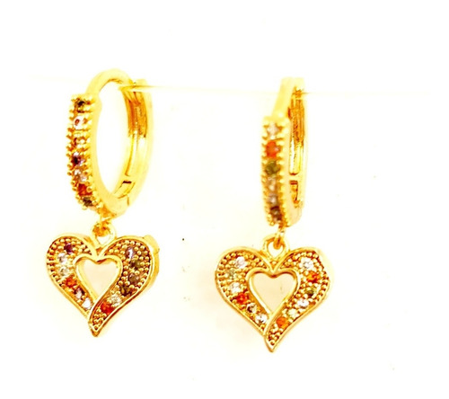 Aretes De Corazon En Oro 18kt  Lam 