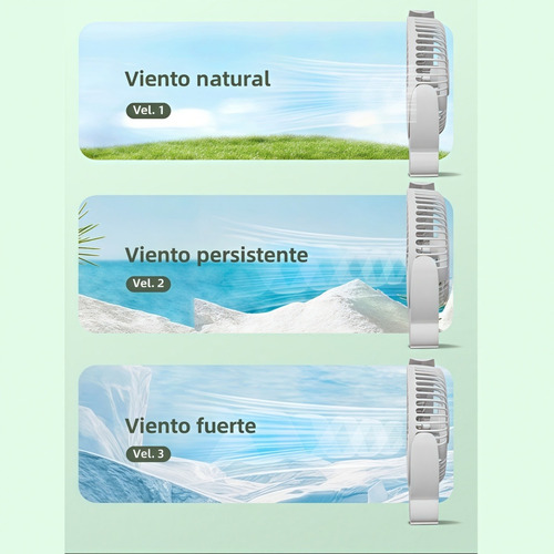 Ventilador De Escritorio Portátil Recargable Usb Con Luz Rgb 23.5 Cm 50 Azul Blanco Plástico 3
