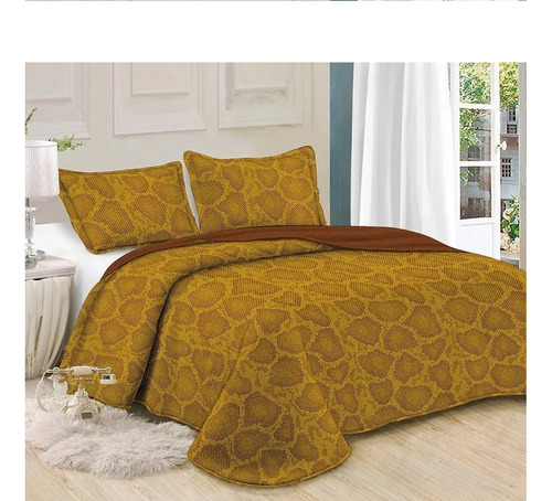 Cubrecamas 2 1/2 Queen Doble Faz + 2 Fundas Animal Print
