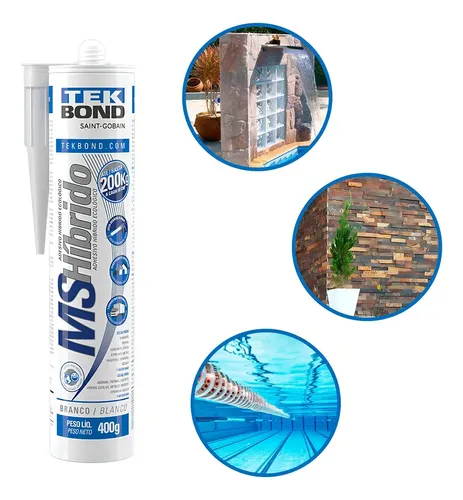 Foto real de Silicone Cola Adesivo MS Hibrido Branco 400G Tekbond