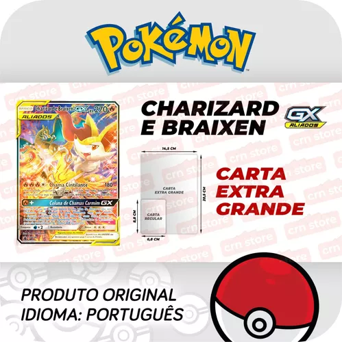 Carta Pokémon Charizard E Braixen Gx Jumbo Extra Grande