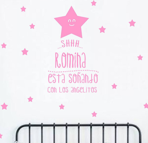 Vinilos Decorativos Frase Bebes Cuna Cama Nombre Estrellas