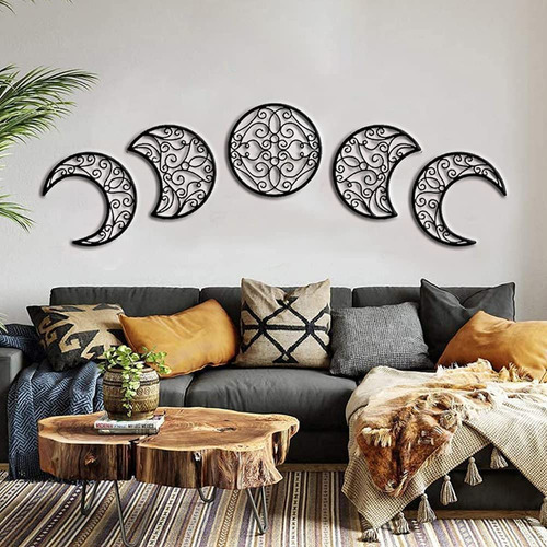 Decoracion Pared Lun (5 Piezas) Madera Nordica Aspecto Luna