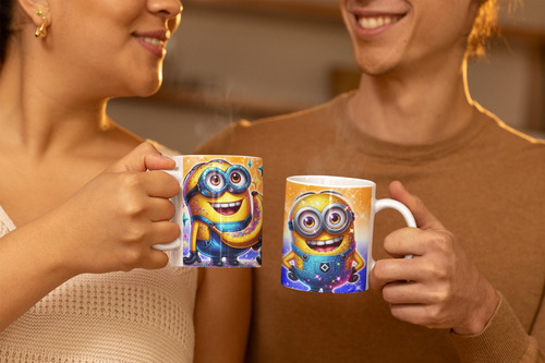 Caneca Apaixonante Minions Com Arte Efeito 3d Coleção