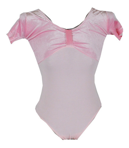 Malla Ballet Manga Corta Terciopelada Rosa Niña -tuproducto