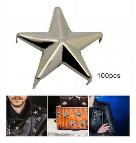 100 Unids Metal Cinco Puntas Estrella Remaches 1,5 Cm