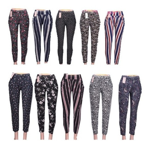 Imagen 2 de 2 de 10 Pz Pantalón Holgado Dama Estampado Unitalla Mayoreo Lote
