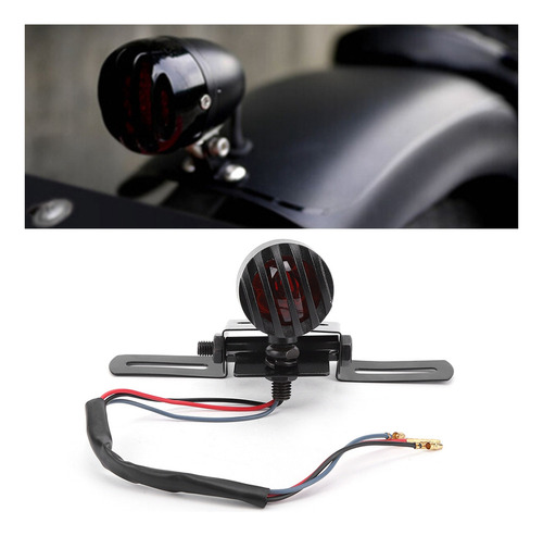 Luz Trasera De Motocicleta Negra Retro Metal Luz De Freno Li