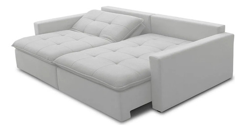 Sofá Cama Retrátil Reclinável Sala 208cm Lari Bouclê Cinza