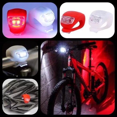 Paquete de 8 luces de bicicleta LED de silicona, 4 faros delanteros de  bicicleta y 4 luces traseras (rojo y blanco), luz impermeable multiusos  para