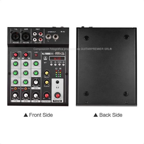 Imagen 7 de 8 de Mixer Consola 4 Canales Interfase Usb Bluetooth Efecto Phant