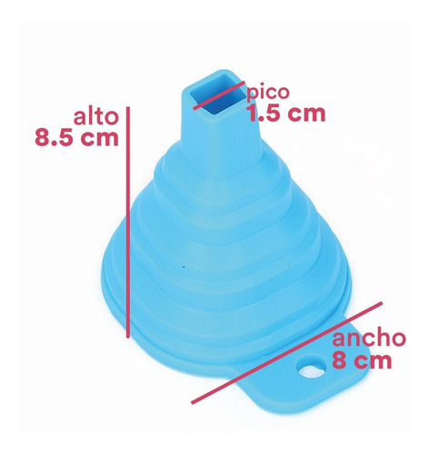 Imagen 3 de 6 de Embudo Botella Silicona Plegable Flexible Practico Colores