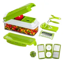 Comprar Cortador Multifuncional De Verduras 14 En 1 Rallador Slim Company Picador Y Cortador Manual De Verduras, Frutas Y Queso Con Cuchillas Intercambiables Utensilios De Cocina Color Verde Y Gris